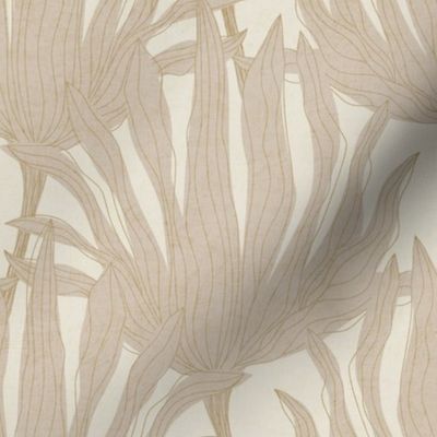 Coastal Palm Leaves Japandi Farmhouse Palms Zen Leaves Beige Neutrals - 8"