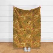 Botanical floral decor large scale warm autumnal colours smaller mums