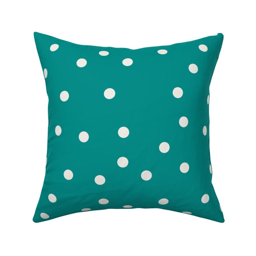 Cozy Polka Dots White Teal Green