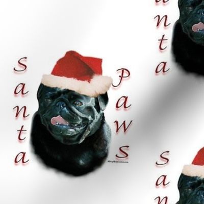 Black Pug Santa Paws