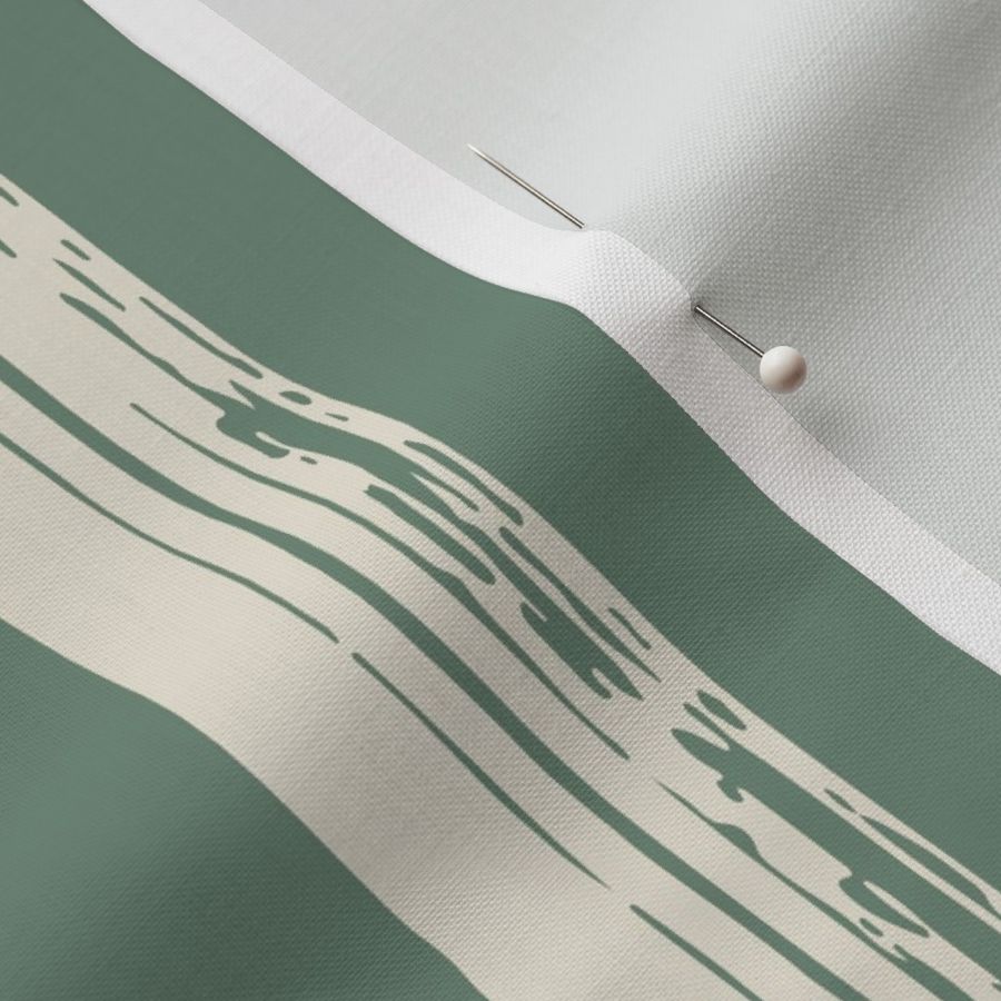 Brushy Textured Stripes - minimalistic - off white & green - Medium scale