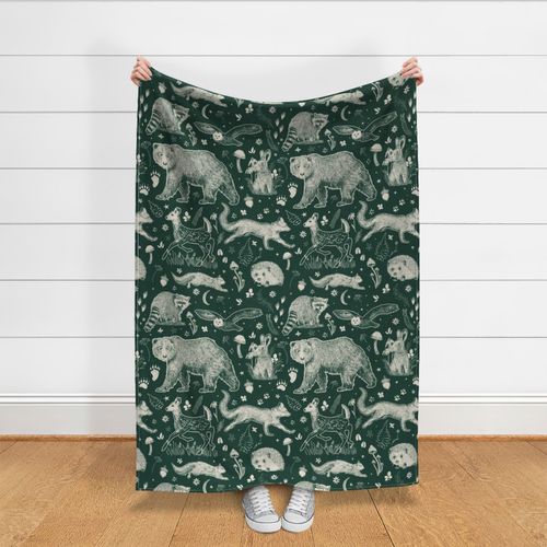 Mystical Forest - Woodland Animals - Large scale - Dark green