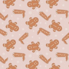 Pink Gingerbread Cowgirl Boot Print