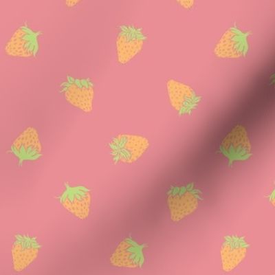 mini cute hand drawn strawberry tiny juicy fruits glow fruit on preppy pink