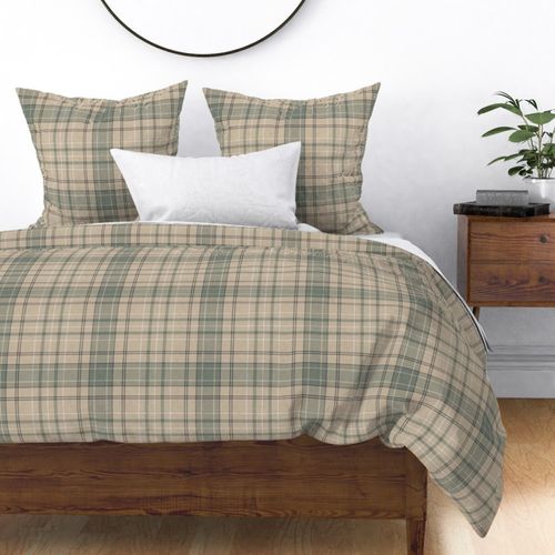 Morgan Tartan Textured Plaid - Pine Green & Tan - large repeat