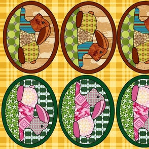 patchwork bunny pillow panels