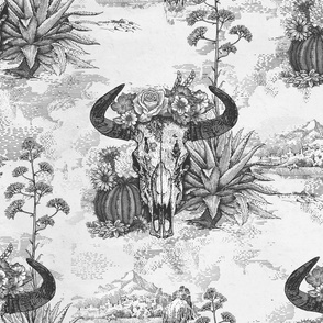 Western Americana Toile(skull)BW