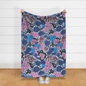 Rattlesnakes And Flowers - Pink Blue And Teal - Western Americana