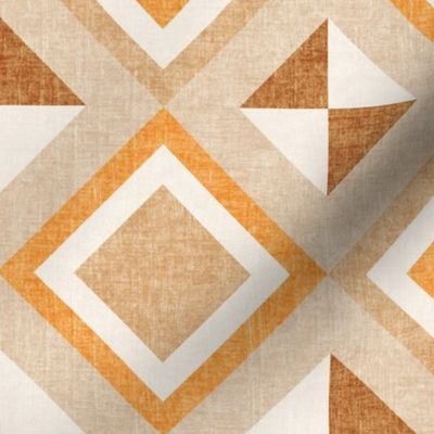 L Rustic Geometric Diamond Tile Cozy Southwestern Modern Linen Look Earthy