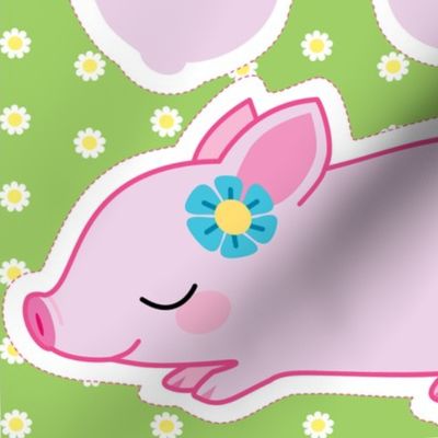 Kawaii piglet warmable pillow and cover