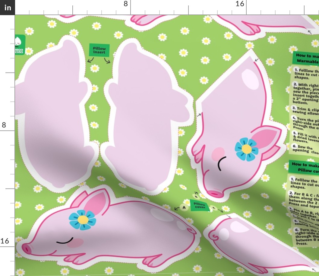 Kawaii piglet warmable pillow and cover