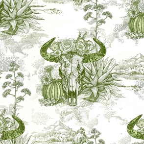 Western Americana Toile (skull)green