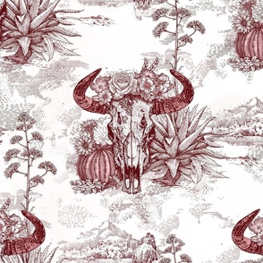 Western Americana Toile (skull)red