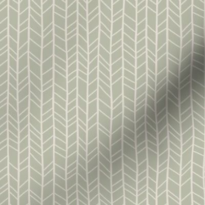 Sage Green Hand-Drawn Herringbone Pattern- Minimalist- Small