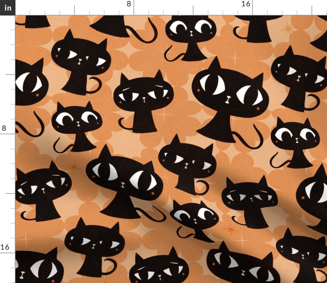 Mid Century Black Cats (Medium) // Mustard