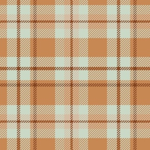 M Cream and Orange Plaid Pattern