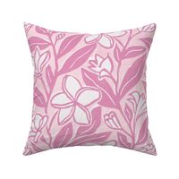 Pastel Pink Subtle Tropical Blossoms - Elegant Textured Blockprint