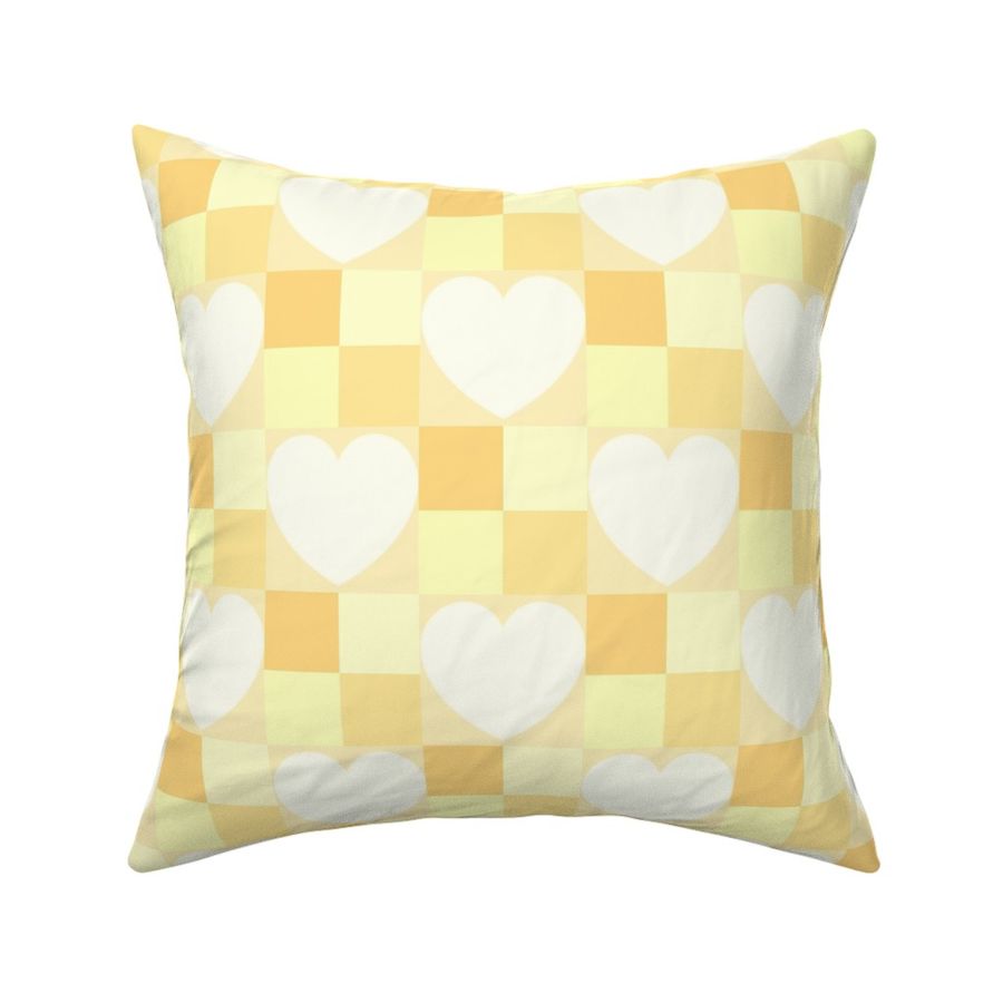 Medium - Checkered Hearts Valentine Design In Saffron And Mustard Yellow