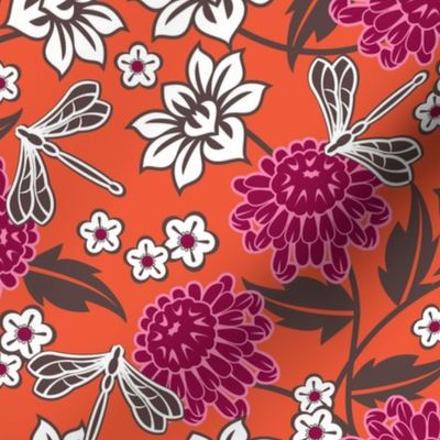 Japanese large floral orange