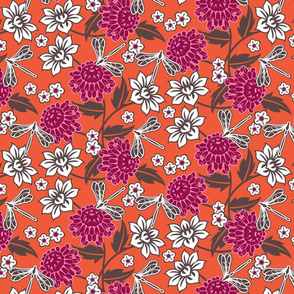 Japanese large floral orange