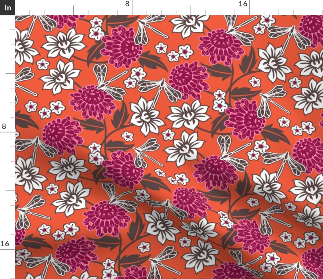 Japanese large floral orange