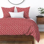 Medium White Paisley On Crimson Red Textured Background