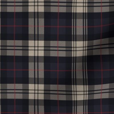 Small - Tartan plaid beige navy blue cozy classic masculine cabincore style