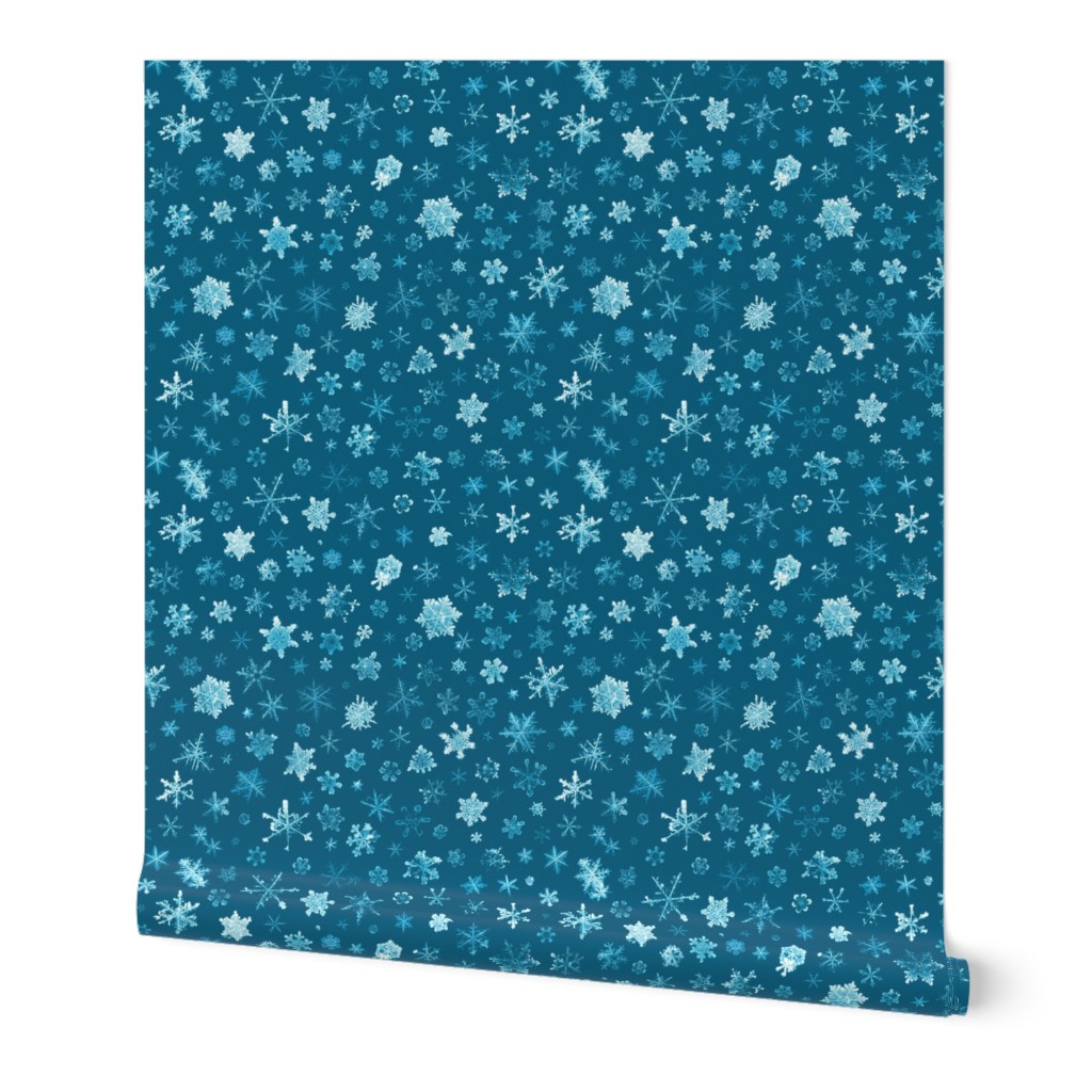 photographic snowflakes on cyan (large snowflakes)