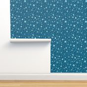 photographic snowflakes on cyan (large snowflakes)