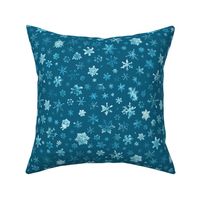 photographic snowflakes on cyan (large snowflakes)