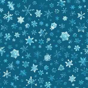 photographic snowflakes on cyan (large snowflakes)