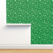 photographic snowflakes on deep spearmint green (large snowflakes)