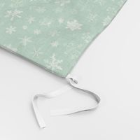 photographic snowflakes on deep spearmint green (large snowflakes)
