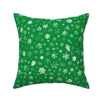 photographic snowflakes on deep spearmint green (large snowflakes)