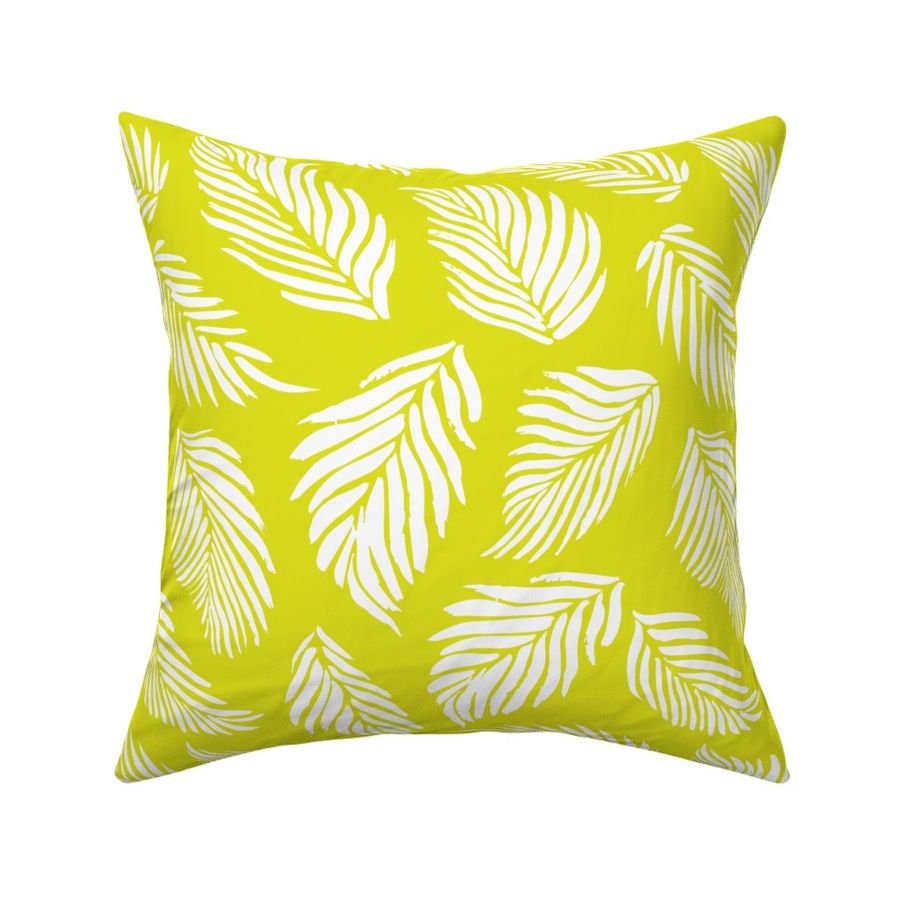 tropical palm leaves- white on lime