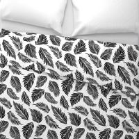 tropical palm leaves- black on white