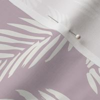 tropical palm leaves- "White Snow" on "Mauve Finery"