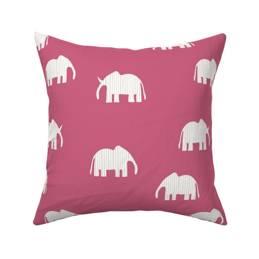 Soothing Striped Safari Elephants- "Dragon Fruit" and white -baby nursery