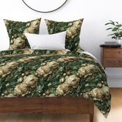 Verdant Nightmare Gothic Maximalist - Cream Green Gold Floral Decor