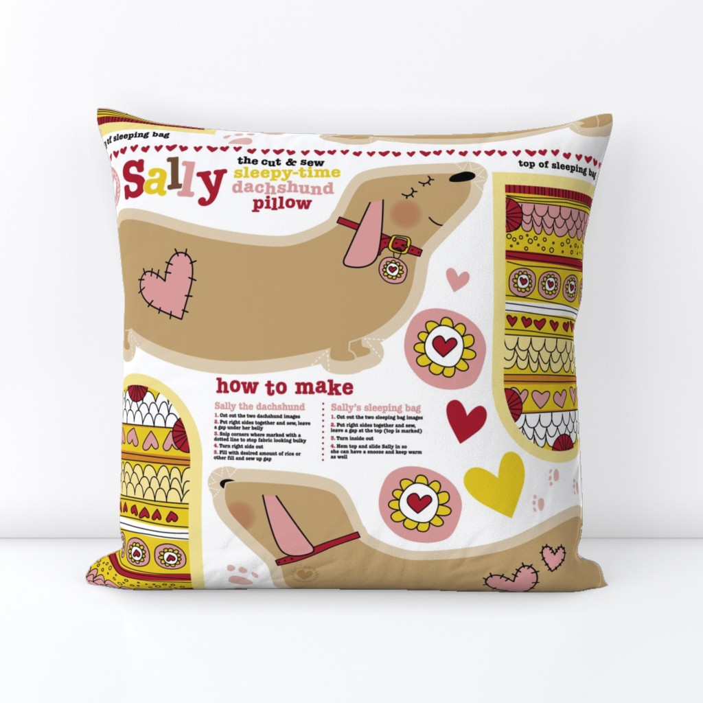 Sally the dachshund pillow with sleeping bag fat  quarter