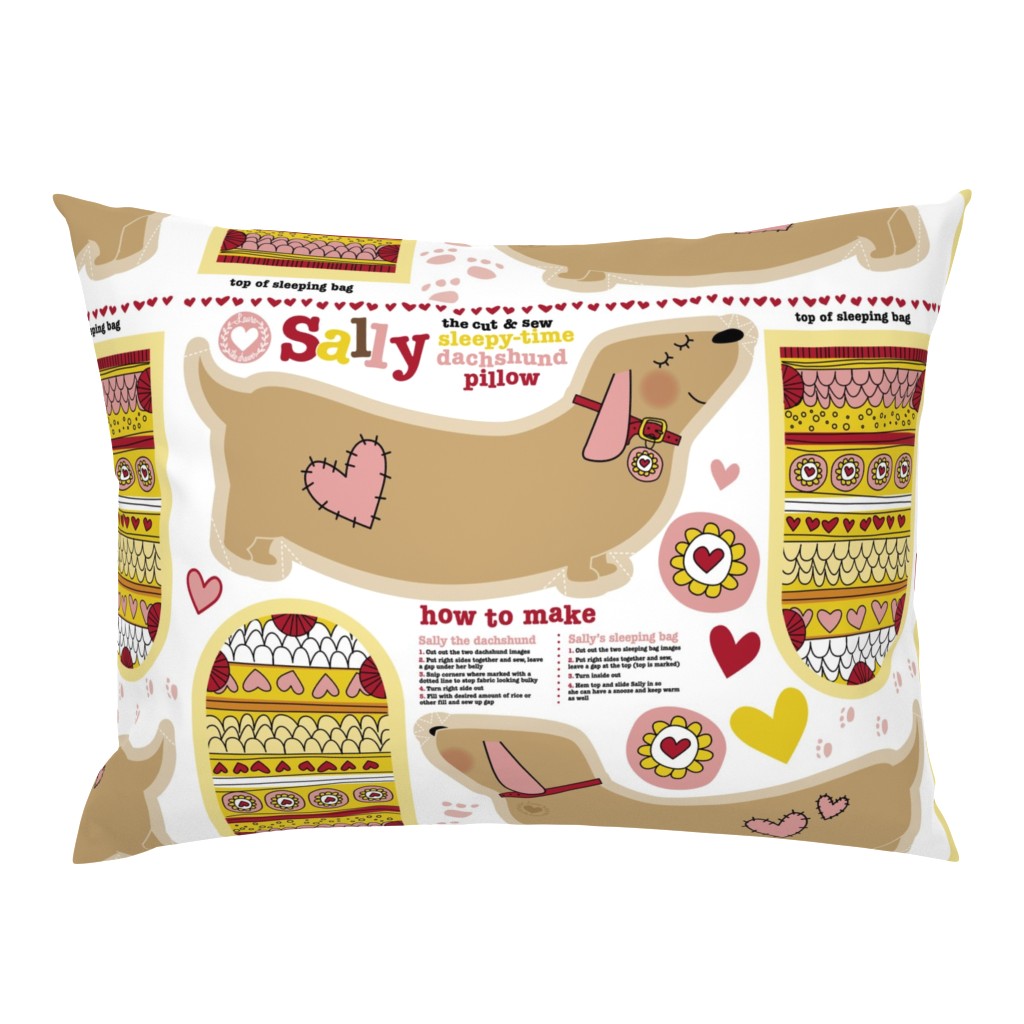 Sally the dachshund pillow with sleeping bag fat  quarter