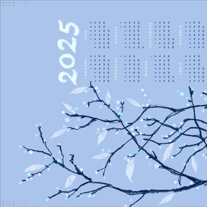 blue branches calendar towel