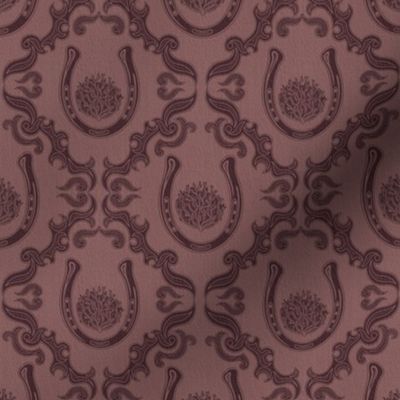 Horseshoes & Tumbleweeds Cowboy Damask Light Oxblood Red Denim Texture 4"