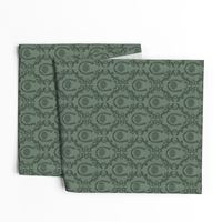 Horseshoes & Tumbleweeds Cowboy Damask 2 Tone Sage Green Denim Texture 4"