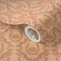 Horseshoes & Tumbleweeds Cowboy Damask Peach & Copper Denim Texture 4"