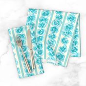 Watercolor delicate teal roses stripes and textured stripes - teal - sm