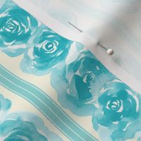 Watercolor delicate teal roses stripes and textured stripes - teal - sm