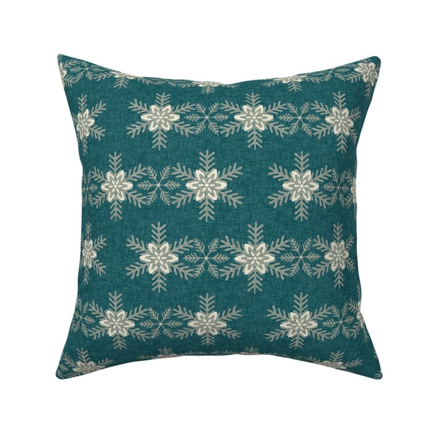 Scandi Snowflakes teal green