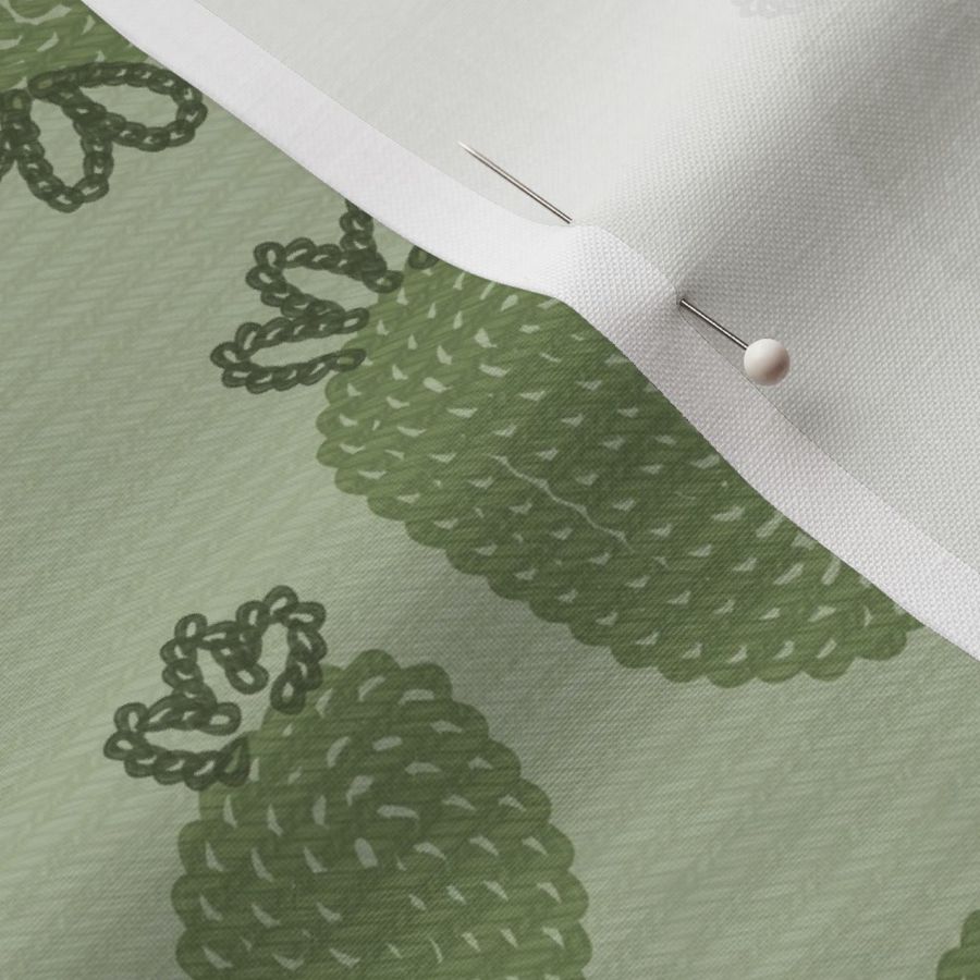 Chain Stitch Strawberries on Faux Denim - country western-mochrome green