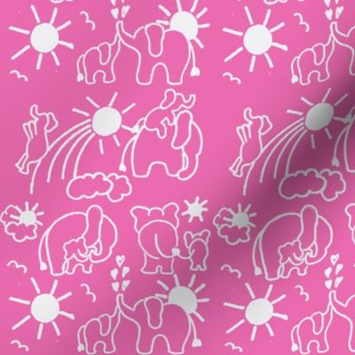 You Are My Sunshine Elephants in Hot Pink